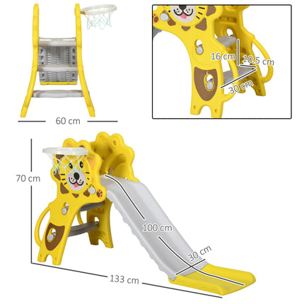 Baby Slide with Basketball Hoop for Toddlers 18-36 Months, Indoor Kids Slide - Yellow