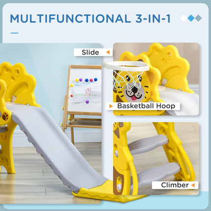 Baby Slide with Basketball Hoop for Toddlers 18-36 Months, Indoor Kids Slide - Yellow