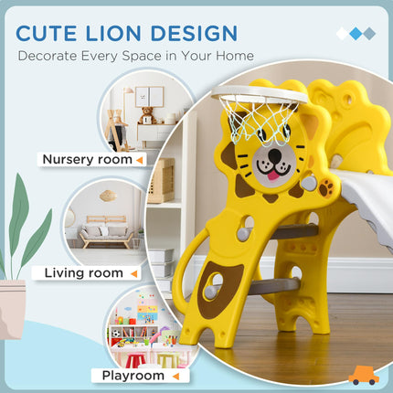Baby Slide with Basketball Hoop for Toddlers 18-36 Months, Indoor Kids Slide - Yellow