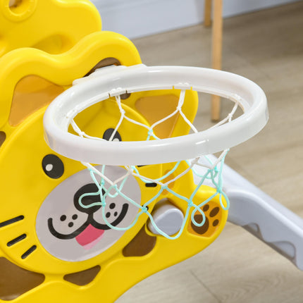 Baby Slide with Basketball Hoop for Toddlers 18-36 Months, Indoor Kids Slide - Yellow