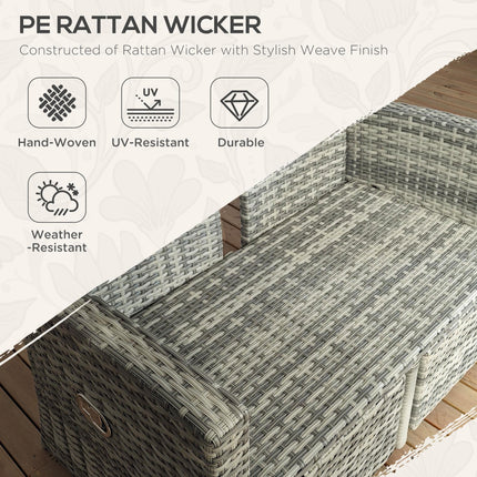 4 Piece Rattan Outdoor Garden Sofa Sectional Set with Glass Top Table - Light Grey