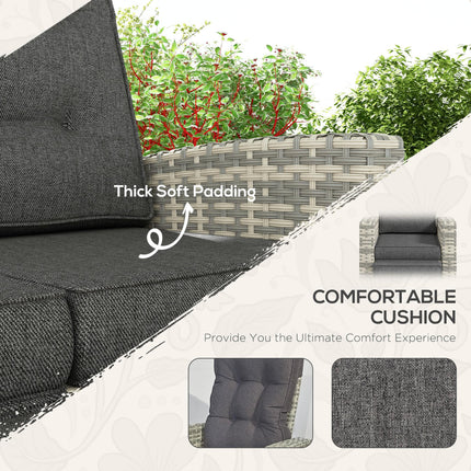 4 Piece Rattan Outdoor Garden Sofa Sectional Set with Glass Top Table - Light Grey
