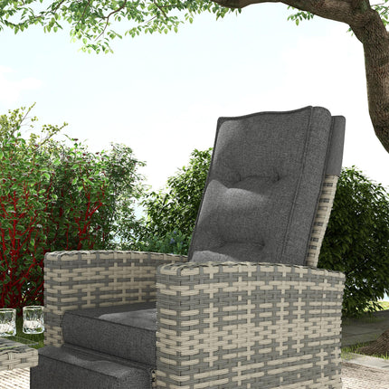 4 Piece Rattan Outdoor Garden Sofa Sectional Set with Glass Top Table - Light Grey
