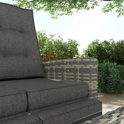 4 Piece Rattan Outdoor Garden Sofa Sectional Set with Glass Top Table - Light Grey