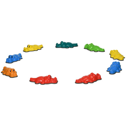 Set of 9 Kids Crocodile Stepping Stones with Anti-Slip Edges - Multicoloured