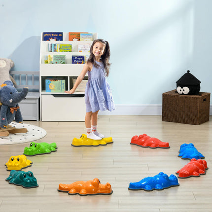 Set of 9 Kids Crocodile Stepping Stones with Anti-Slip Edges - Multicoloured