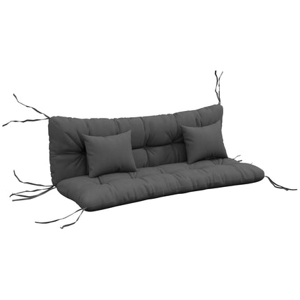 4-Piece Patio Chair Cushion Set with 2 Pillows and Ties - Charcoal Grey