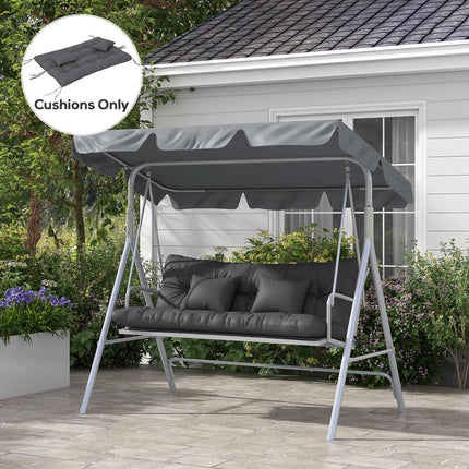 4-Piece Patio Chair Cushion Set with 2 Pillows and Ties - Charcoal Grey