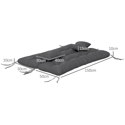 4-Piece Patio Chair Cushion Set with 2 Pillows and Ties - Charcoal Grey