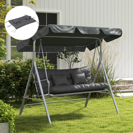 4-Piece Patio Chair Cushion Set with 2 Pillows and Ties - Charcoal Grey
