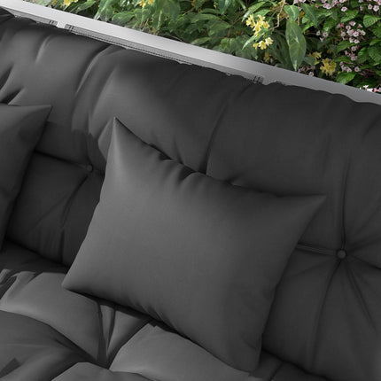 4-Piece Patio Chair Cushion Set with 2 Pillows and Ties - Charcoal Grey