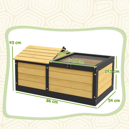 Wooden Small Tortoise House with Hide Den and Run - Yellow