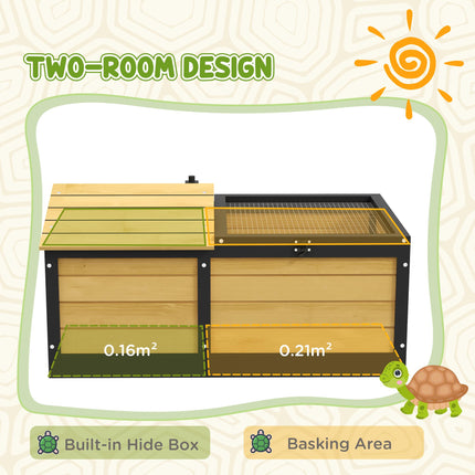 Wooden Small Tortoise House with Hide Den and Run - Yellow