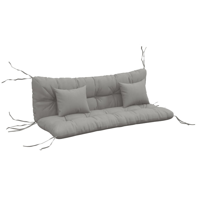 4-Piece Patio Chair Cushion Set with 2 Pillows and Ties - Light Grey