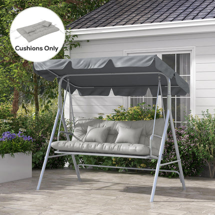 4-Piece Patio Chair Cushion Set with 2 Pillows and Ties - Light Grey