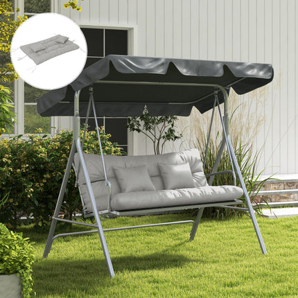 4-Piece Patio Chair Cushion Set with 2 Pillows and Ties - Light Grey