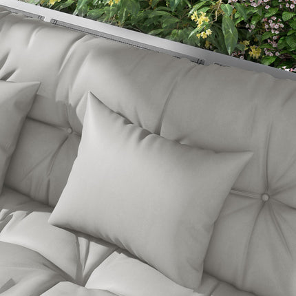 4-Piece Patio Chair Cushion Set with 2 Pillows and Ties - Light Grey