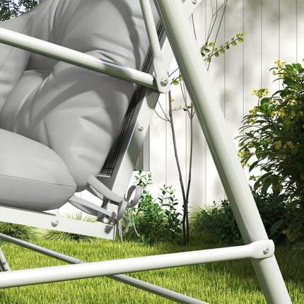 4-Piece Patio Chair Cushion Set with 2 Pillows and Ties - Light Grey