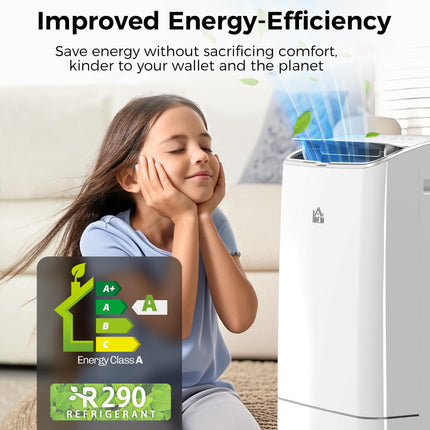 14,000 BTU Mobile Air Conditioner 35m² with WiFi, Dehumidifier, Fan & Timer - White