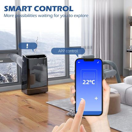 14,000 BTU Mobile Air Conditioner for 35m² with WiFi, Dehumidifier & Timer - Black