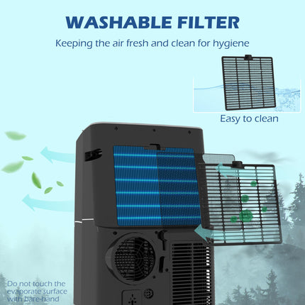 14,000 BTU Mobile Air Conditioner for 35m² with WiFi, Dehumidifier & Timer - Black