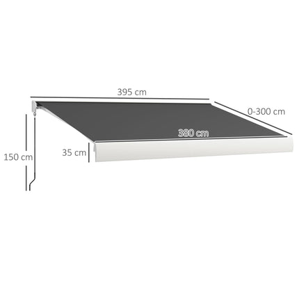 4 x 3m Electric Retractable Awning with Remote Control Aluminium Frame for Patio Door Window - Grey