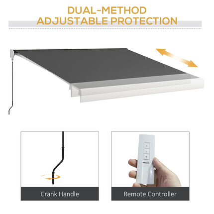 4 x 3m Electric Retractable Awning with Remote Control Aluminium Frame for Patio Door Window - Grey