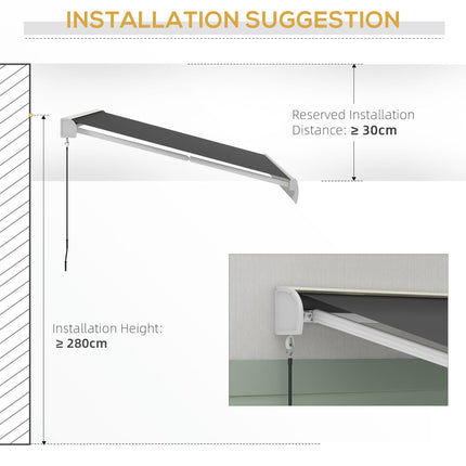 4 x 3m Electric Retractable Awning with Remote Control Aluminium Frame for Patio Door Window - Grey