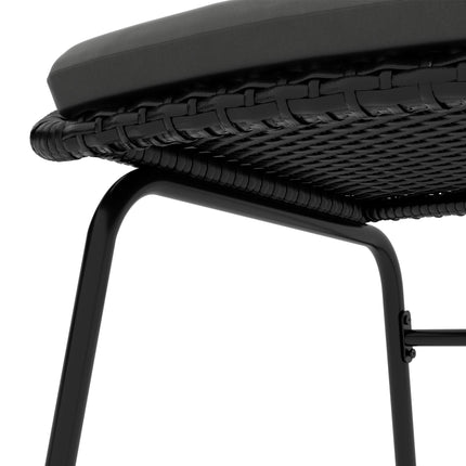 3 Piece Rattan Garden Furniture Set with Cushions and Coffee Table - Black