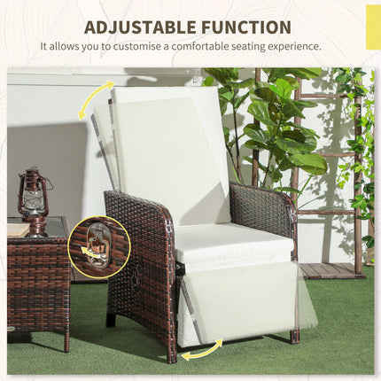 3-Piece Rattan Bistro Set with Cushions and Storage Table - Mixed-Brown