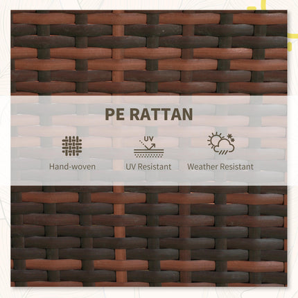 3-Piece Rattan Bistro Set with Cushions and Storage Table - Mixed-Brown