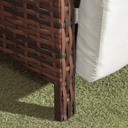 3-Piece Rattan Bistro Set with Cushions and Storage Table - Mixed-Brown