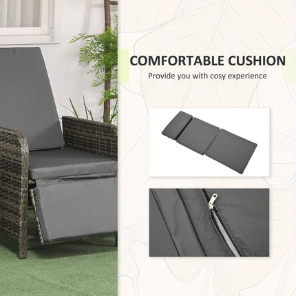 3-Piece Rattan Bistro Set with Cushions and Storage Table - Mix-Grey