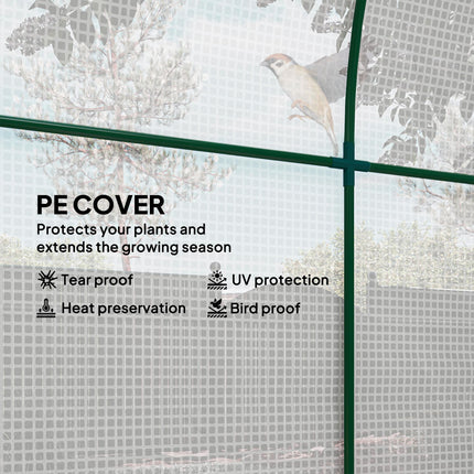 Walk-In 6x6ft Polytunnel Greenhouse with Roll-Up Door & Window - White