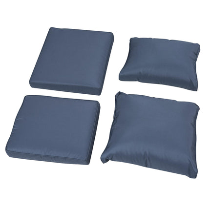 6pc Outdoor Rattan Wicker Furniture Set with 3-Seat Sofa, 2 Reclining Single Sofas, 2 Footstools & Coffee Table - Blue