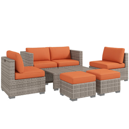8 Piece Rattan Outdoor Patio Furniture Set with Cushions - Brown