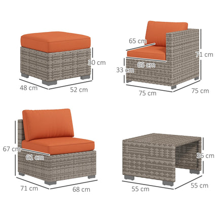 8 Piece Rattan Outdoor Patio Furniture Set with Cushions - Brown