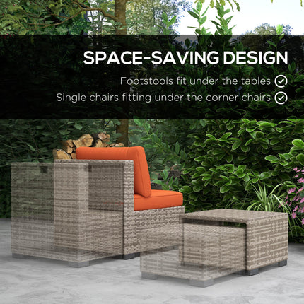 8 Piece Rattan Outdoor Patio Furniture Set with Cushions - Brown