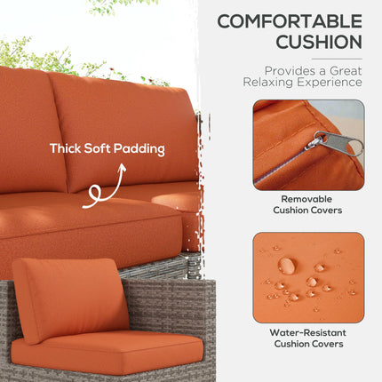 8 Piece Rattan Outdoor Patio Furniture Set with Cushions - Brown