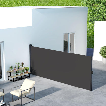 Retractable Side Awning 400 x 180 cm Outdoor Privacy Screen for Garden, Balcony, Terrace, Pool - Black