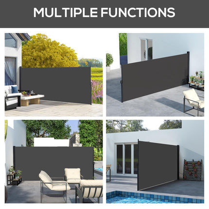 Retractable Side Awning 400 x 180 cm Outdoor Privacy Screen for Garden, Balcony, Terrace, Pool - Black