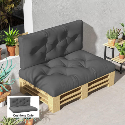 Set of 2 Replacement Seat Cushions for 4-Piece Pallet Seat 80x120cm - Charcoal Grey