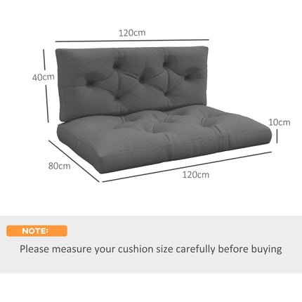 Set of 2 Replacement Seat Cushions for 4-Piece Pallet Seat 80x120cm - Charcoal Grey