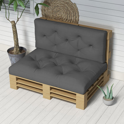 Set of 2 Replacement Seat Cushions for 4-Piece Pallet Seat 80x120cm - Charcoal Grey