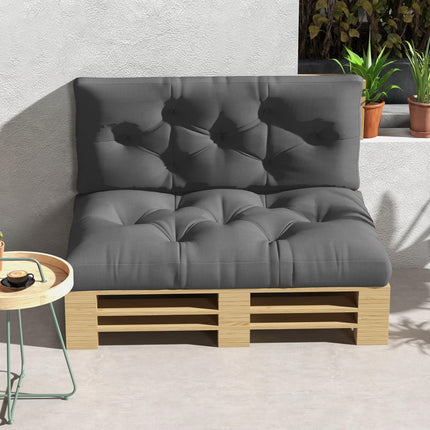 Set of 2 Replacement Seat Cushions for 4-Piece Pallet Seat 80x120cm - Charcoal Grey