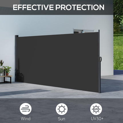 Retractable Outdoor Privacy Screen with UV Protection 400x160cm - Black