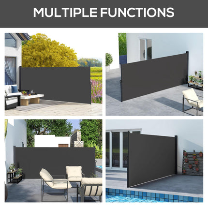 Retractable Outdoor Privacy Screen with UV Protection 400x160cm - Black