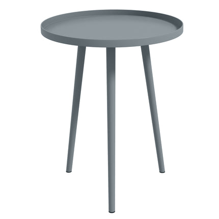 Round Garden Coffee Table, Outdoor Side Table with Rounded Steel Edge, Ø40 x 50H cm, Grey