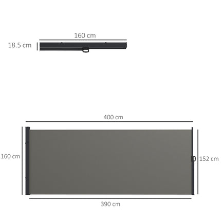 Retractable Outdoor Privacy Screen Awning with UV30+ Protection - Dark Grey
