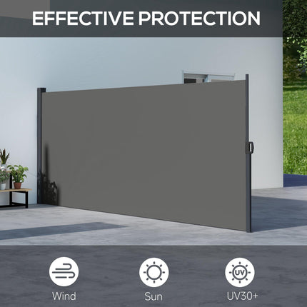 Retractable Outdoor Privacy Screen Awning with UV30+ Protection - Dark Grey